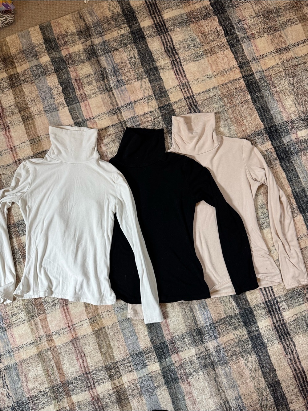 Classic Women's Turtleneck Long Sleeve Top - White, Black, Cream